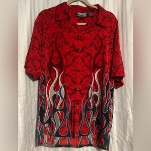 Dragonfly Roadhouse vintage Red with Gray Flame Men’s M Y2K